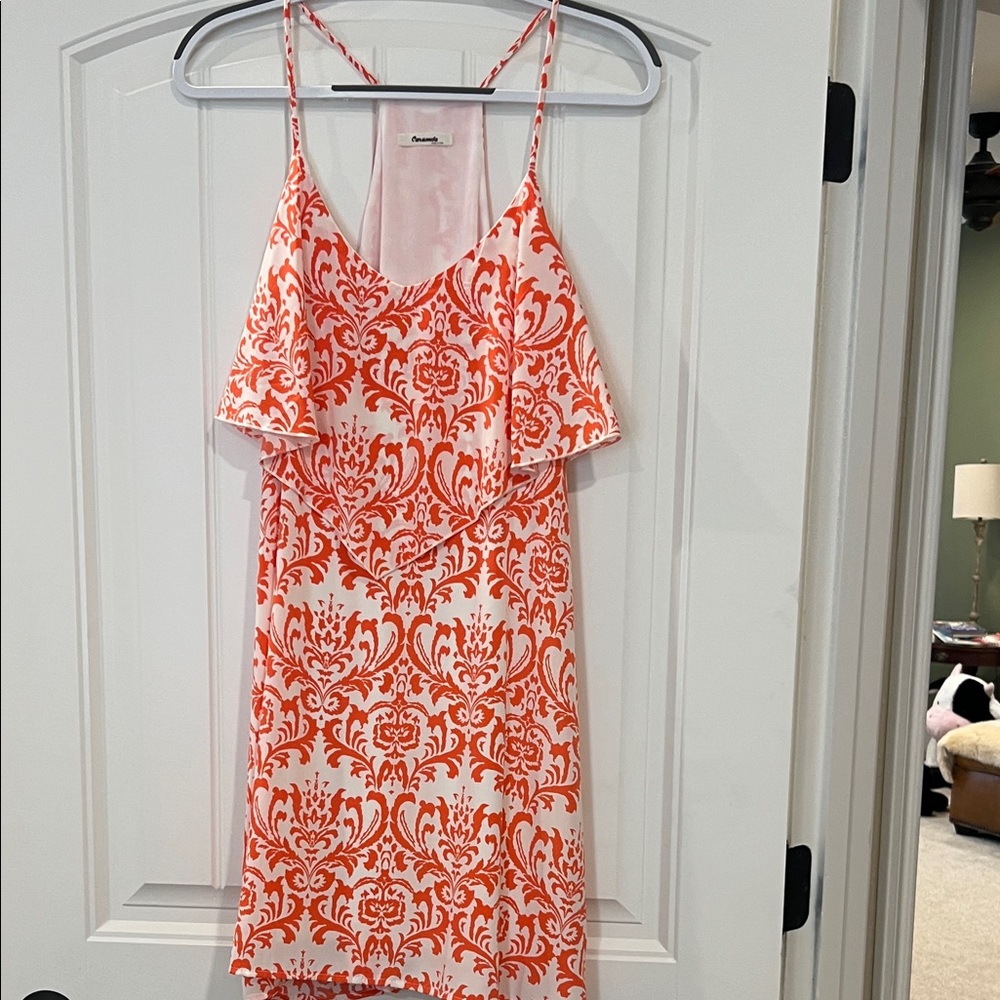 Orange and White Mini Dress